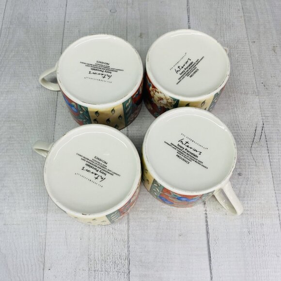 PTS international Interiors PROVENCE Fruit Porcelain 8oz Cups & Saucers Set 4 - Picture 11 of 16